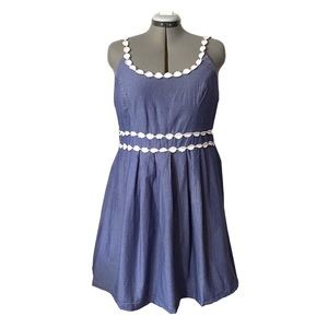 ModCloth Blue Dress with White Trim